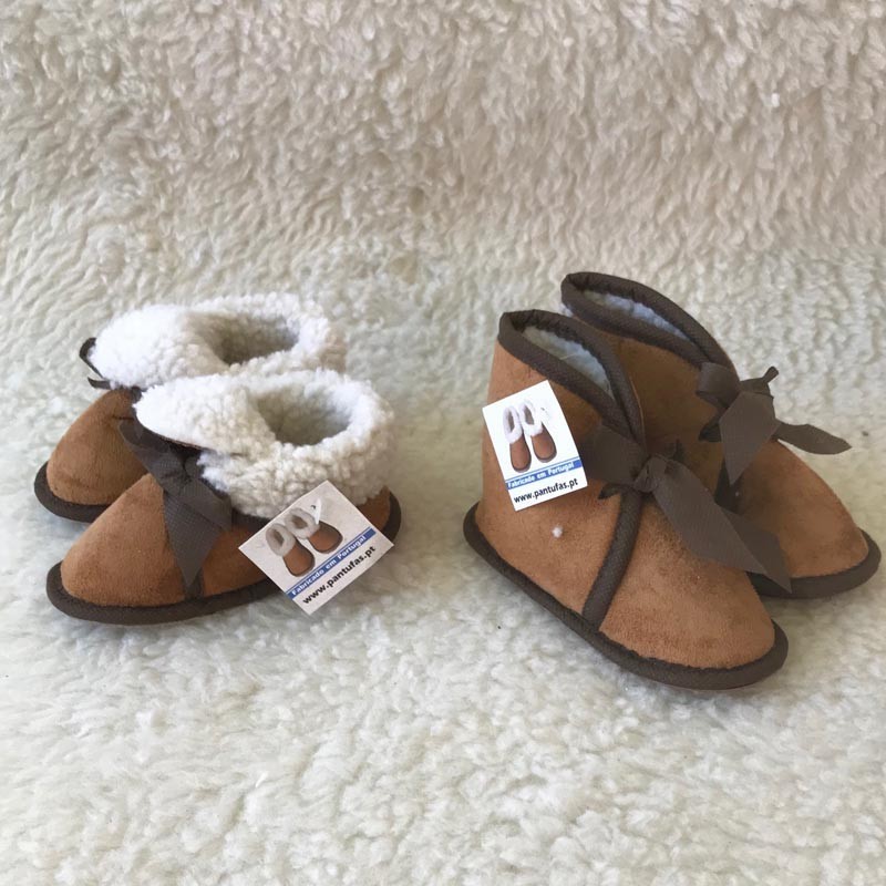 Pantufas de Bebé com Cordões Camel